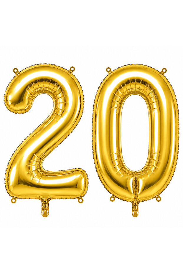 20 Number Foil Balloons Gold Color (76 cm)