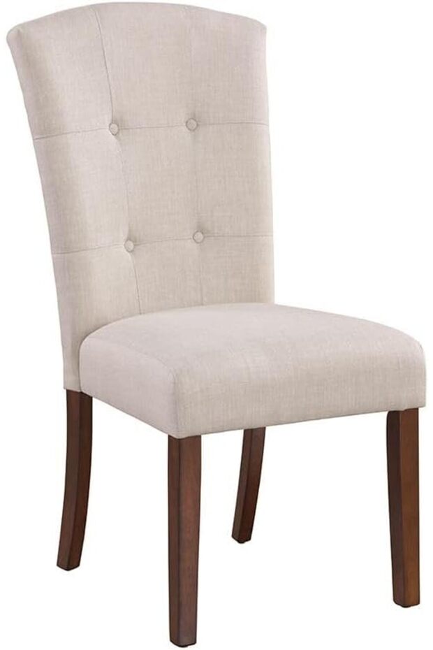 New Brody Dining Chair Fabric Set Of 2 With Fabric Upholstery - Beige/Walnut