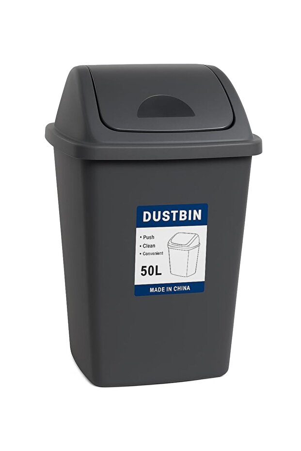 50L Slim Plastic Dustbin with Push Lid – Large Waste Bin for Home, Kitchen, Office & Bathroom – Durable, Space Saving, Easy to Clean Trash Can