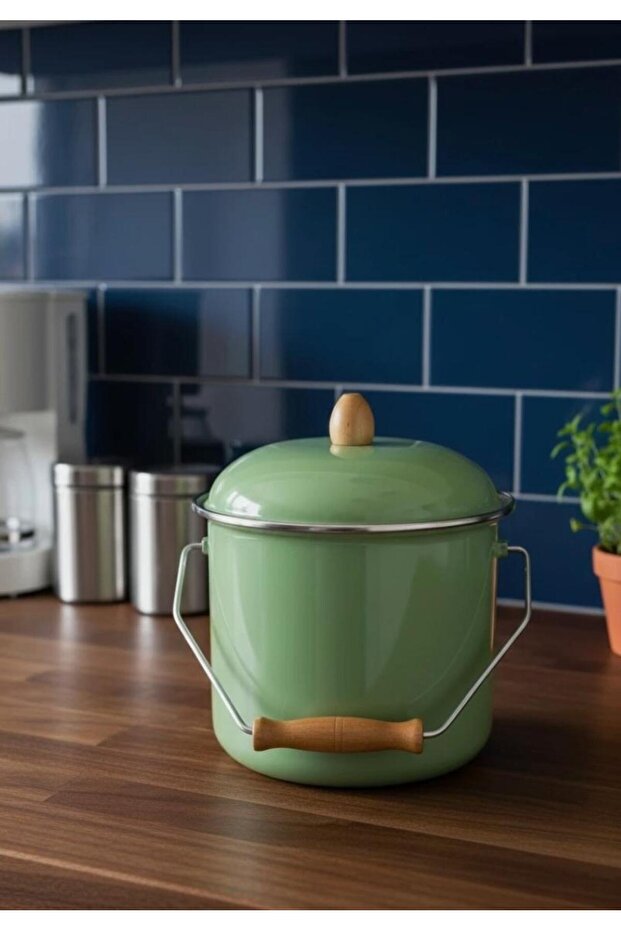 Enamel Bakraç Yogurt Pot Legume Storage Pot Potato Onion Bucket 20 cm