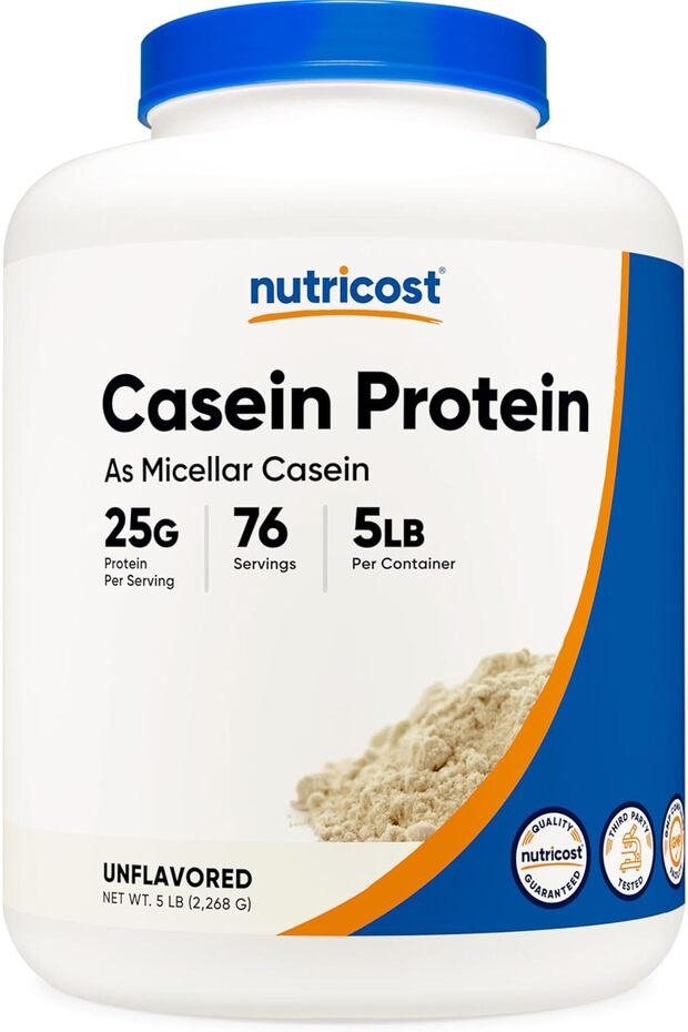 Casein Protein Powder 5lb - Micellar Casein, Non-GMO, Gluten Free (Unflavored)