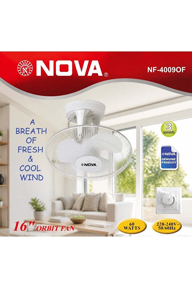 16 Inch Orbit Wall And Ceiling Fan With Premium Quality Motor 3 Speed Settings Strong Wind Performance
