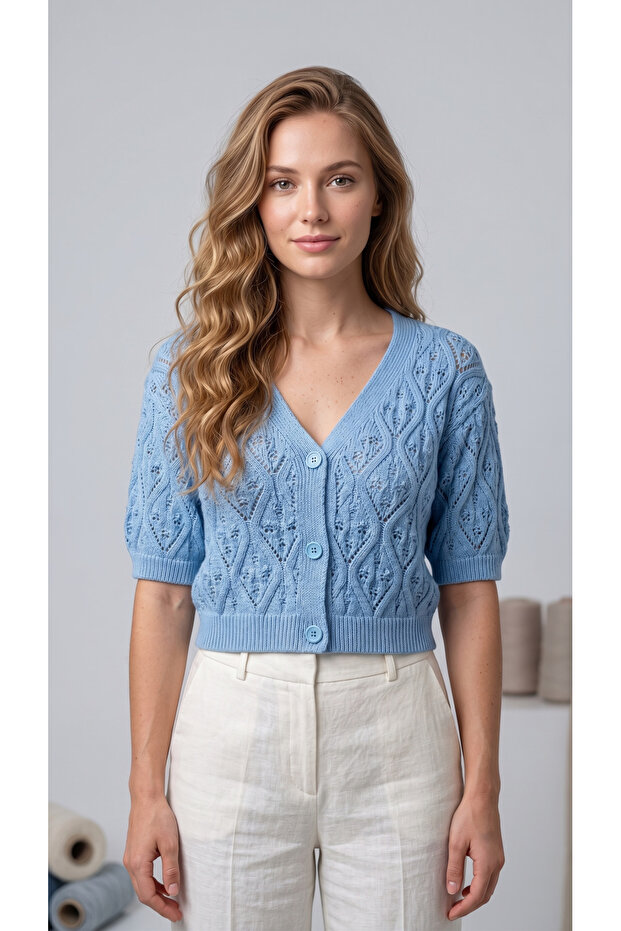Women's Openwork Short Knitwear Cardigan