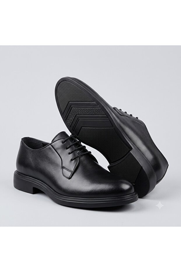 (Forex) Inside and Outside Genuine Leather Eva Lightweight Sole Calcic Men's Shoes Black
