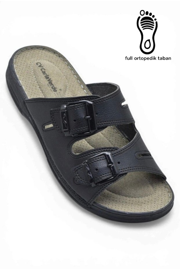 2934 Full Orthopedic Sole Adjustable Double Buckle Slippers - Men's Lightweight Daily Slippers