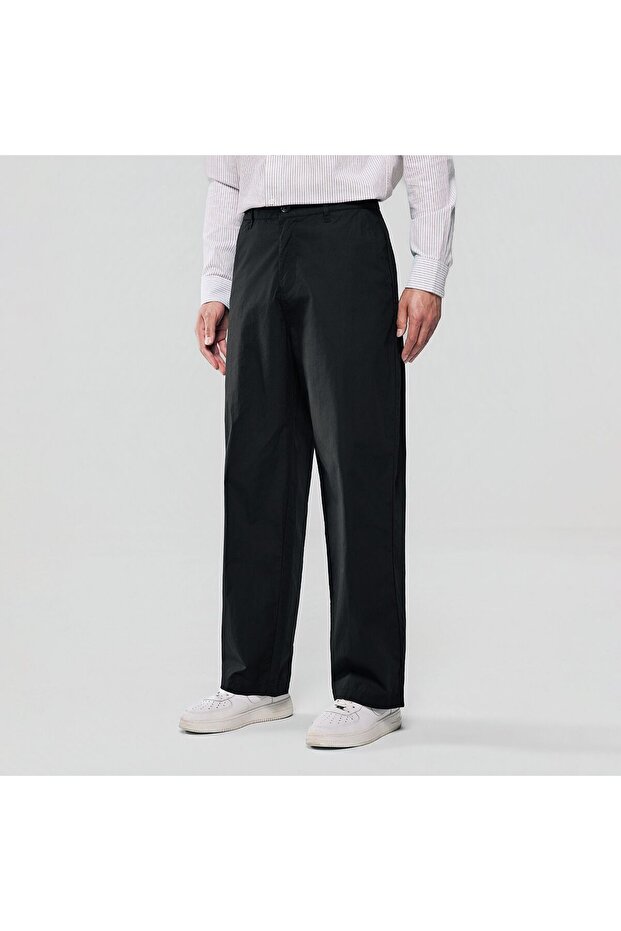 Men Loose Straight Cotton Poplin Khakis