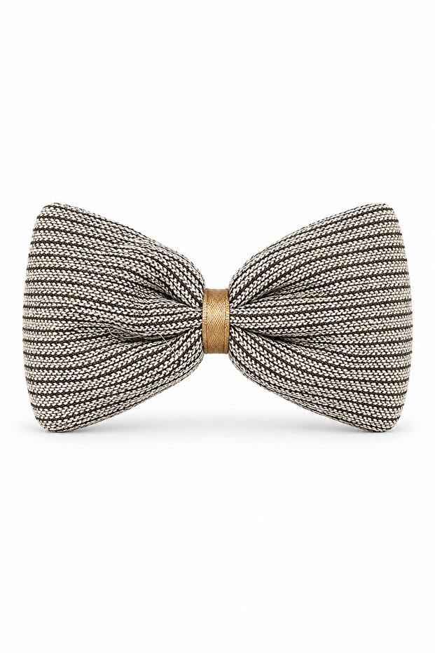 Women's Brown Knitted Patterned Bow Hair Clip - Stylish Hair Accessory