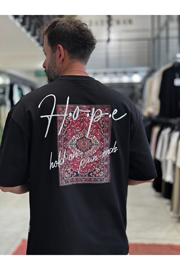 Black Hope Carpet Patch Oversize T-Shirt Sw-5064