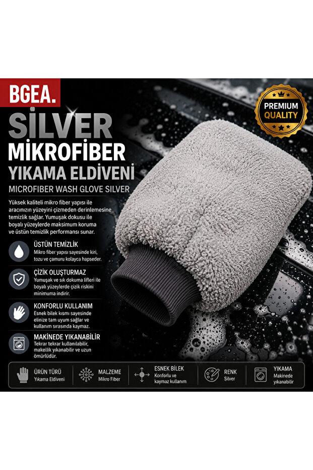 Silver Mikrofiber Oto Yıkama Eldiveni