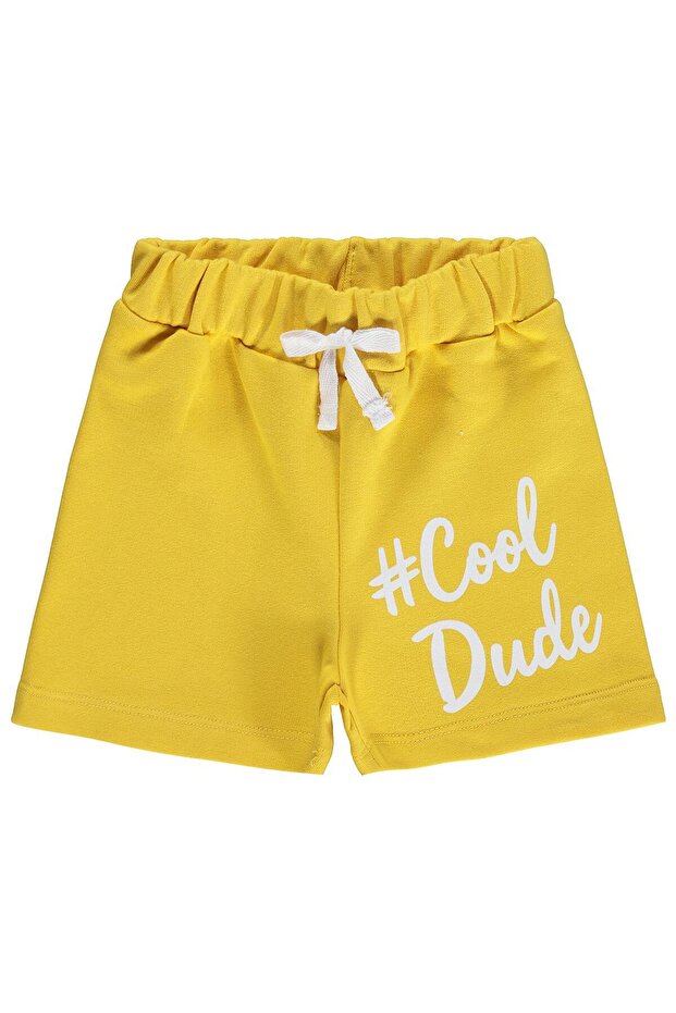 Tough Kid Printed Capri for Ages 2-5 - Mustard
