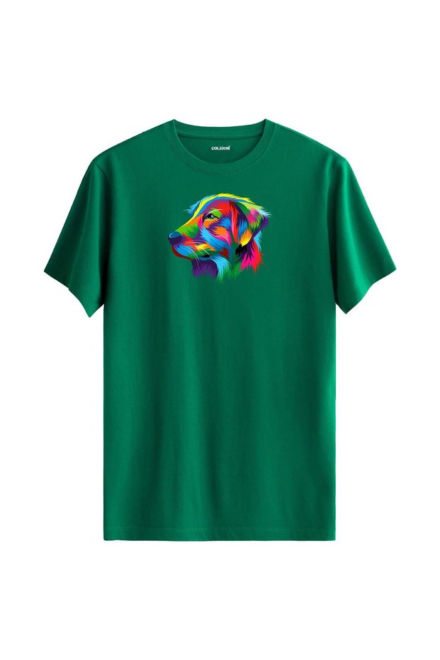 Colorful Buddy Golden Retriever Dog Printed T-Shirt