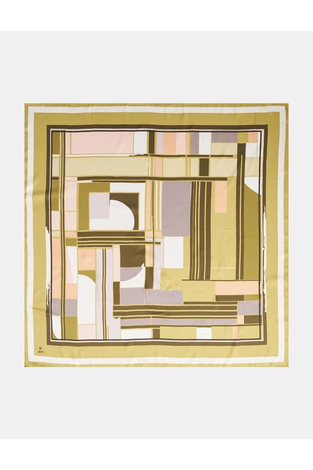 Geometric Pattern Scarf Oliv - 1