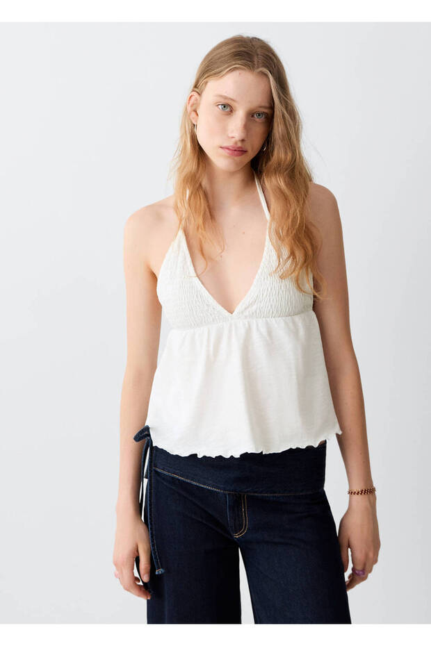 Open back gathered top