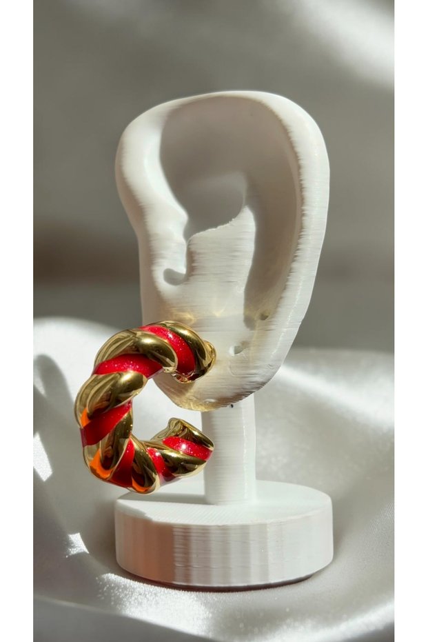 Colorful Twist Gold Color Steel Hoop Earrings