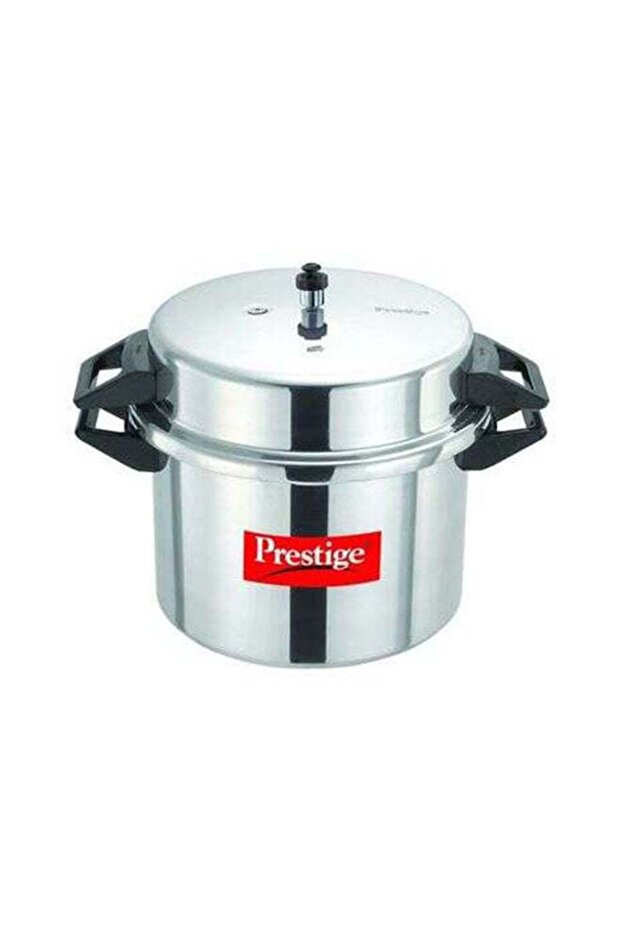 Aluminium Popular Pressure Cooker with Lid Induction Compatible Base Silver 20Liters