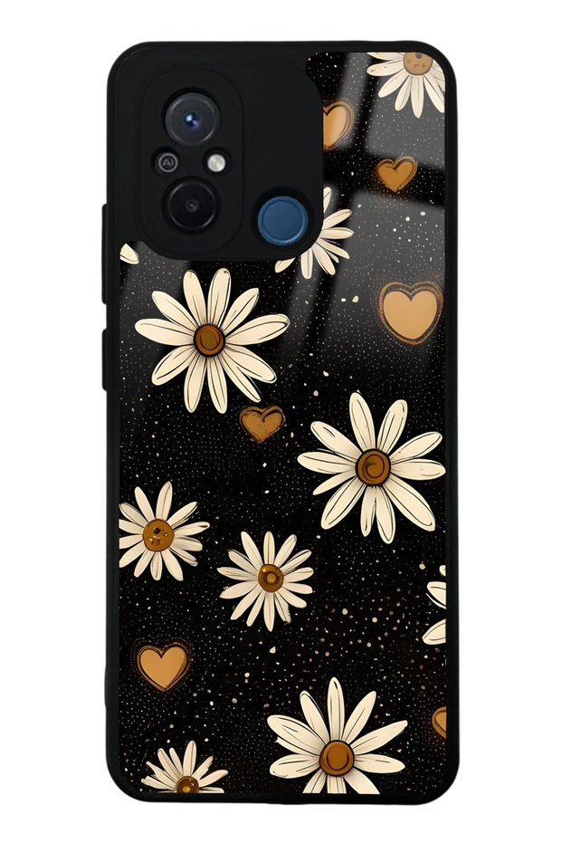 Xiaomi Redmi 12C Glossy Phone Case with Midnight Daisies Design