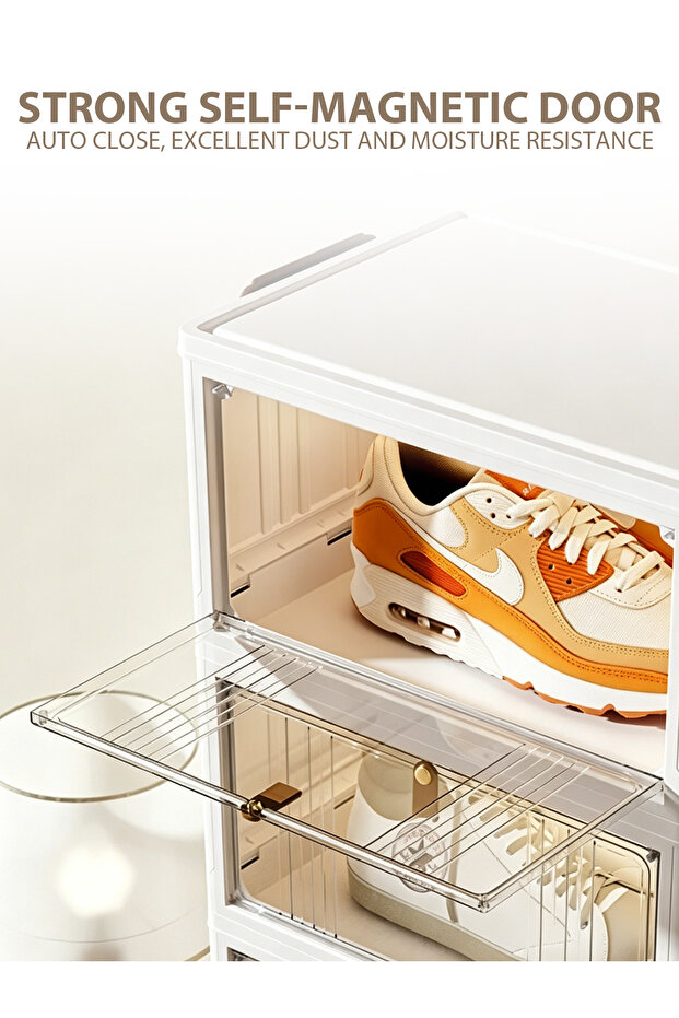 Stackable Multi-purpose Foldable Storage Cabinet, Dustproof Sneaker Organizer for Entryway - 3