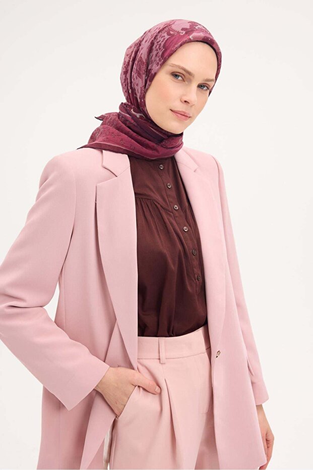 Tencel Monare Scarf Shawl Pattern Dark Fuchsia 90X90