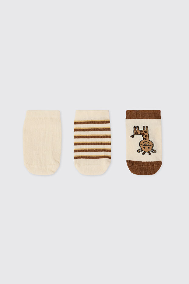 Baby Boy 3-Piece Ecru Booties Socks
