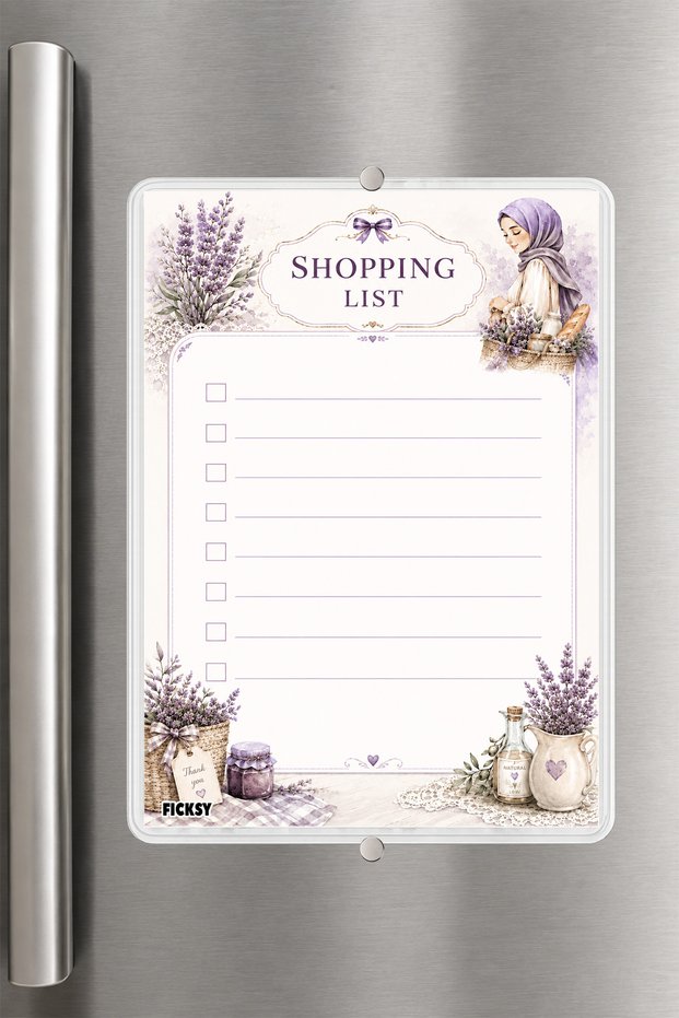 Shopping List - A5 - Magnetic - Pvc - Refrigerator Note Holder & Desktop - Summer Erase - Planner