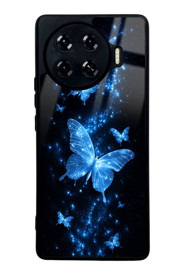 Tecno Spark 20 Pro Plus Blue Galaxy Butterfly Design Glossy Phone Case