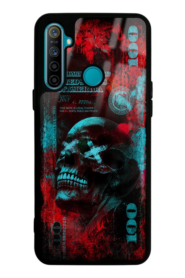 Realme 5I Red Neon Skull Chaos Design Glossy Phone Case