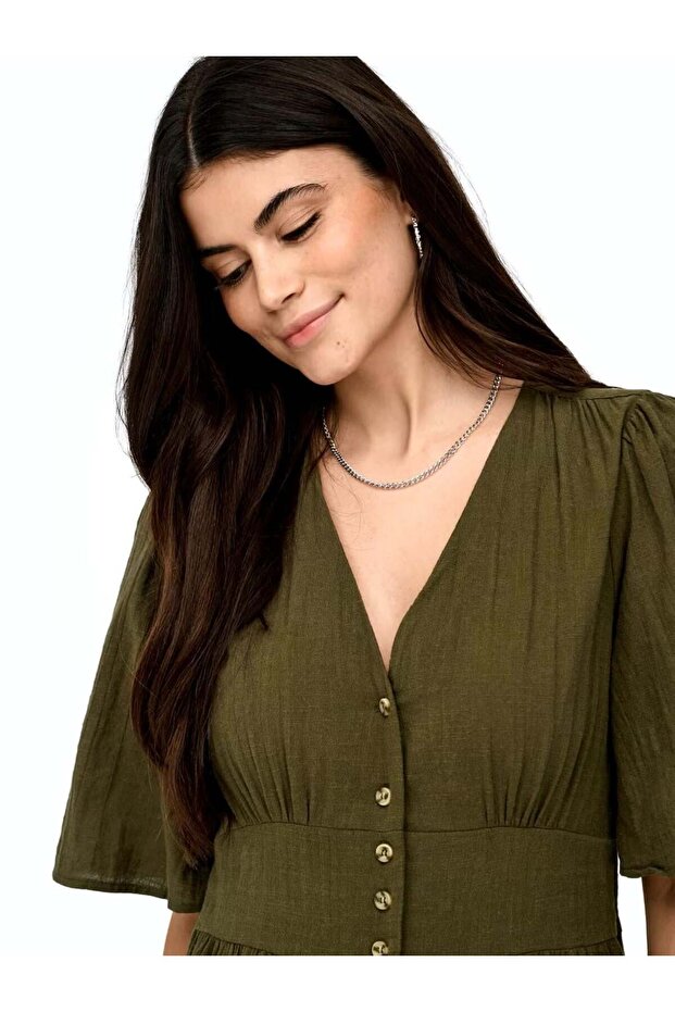 OnlTizana 2/4 Midi Dress WVN NOOS Kadın Elbise Yeşil (15373535) - 7