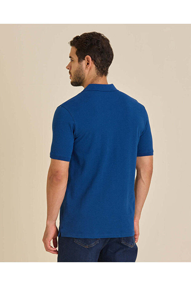 Men Blue Basic Polo T-Shirt - 3
