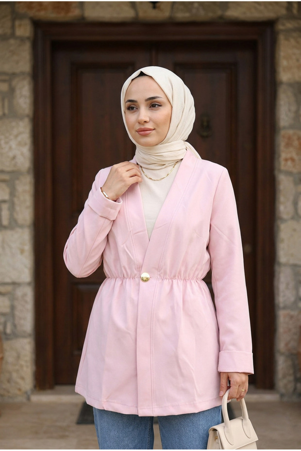 Women's Comfortable Fit Waist Gathered Stylish Hijab Jacket