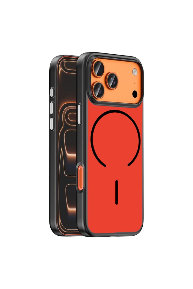 iPhone 17 Pro Compatible Case Magsafe Supported Lora Pc Cover - Red-Grey - T42735
