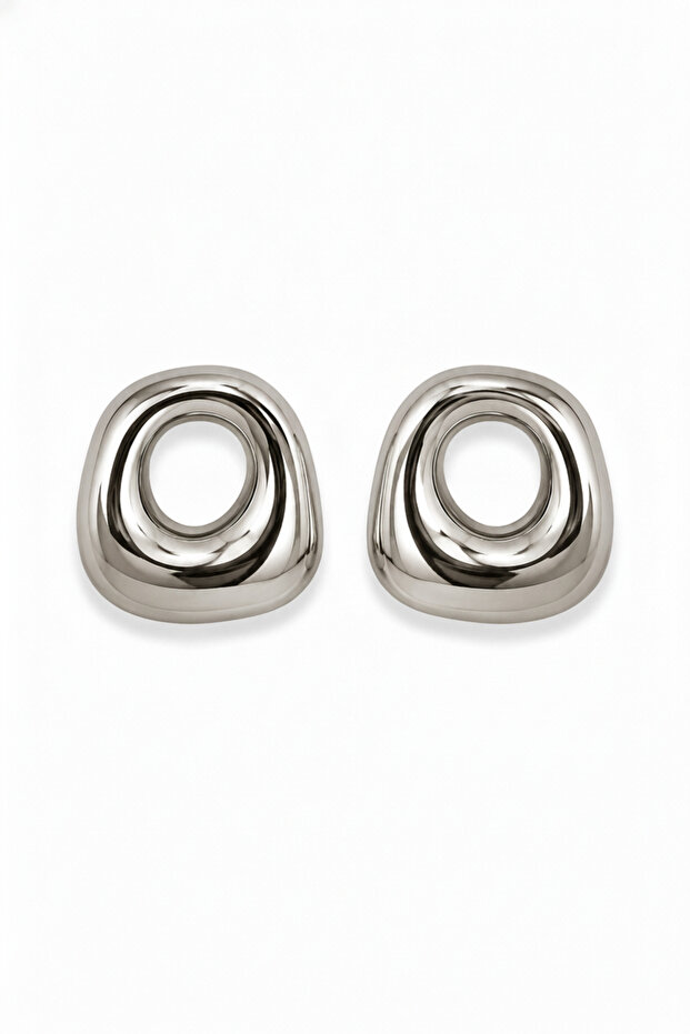 Modern White Color Oval Hollowed Hoop Brass Women Earrings