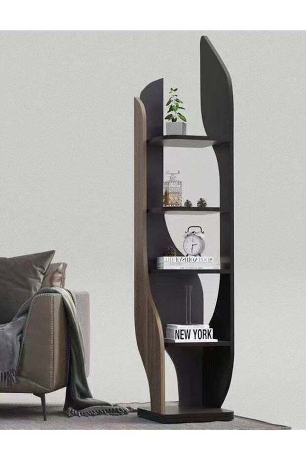 Modern Wooden Display Shelf Stylish Multi-Layer Storage Rack for Living Room & Office