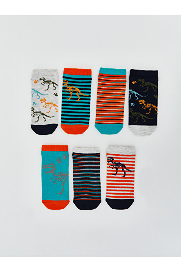 Esvab • Modern & Distinctive Embroidered Boys' Bootie Socks, Pack of 7