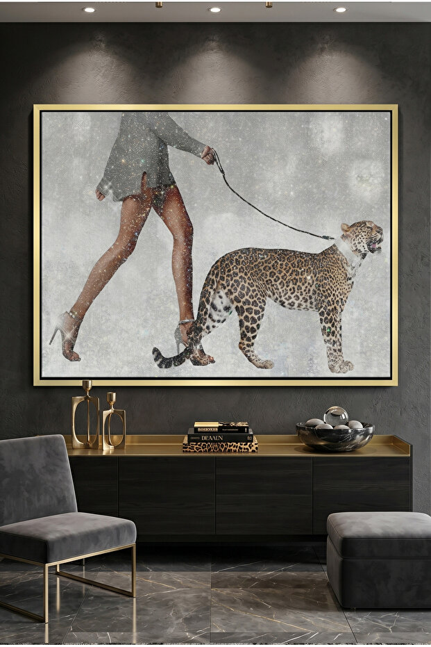 Luxury Leopard Abstract Wall Art | Framed Canvas Print | Modern Minimalist Decor for Living Room, Bedroom, Office & Gift