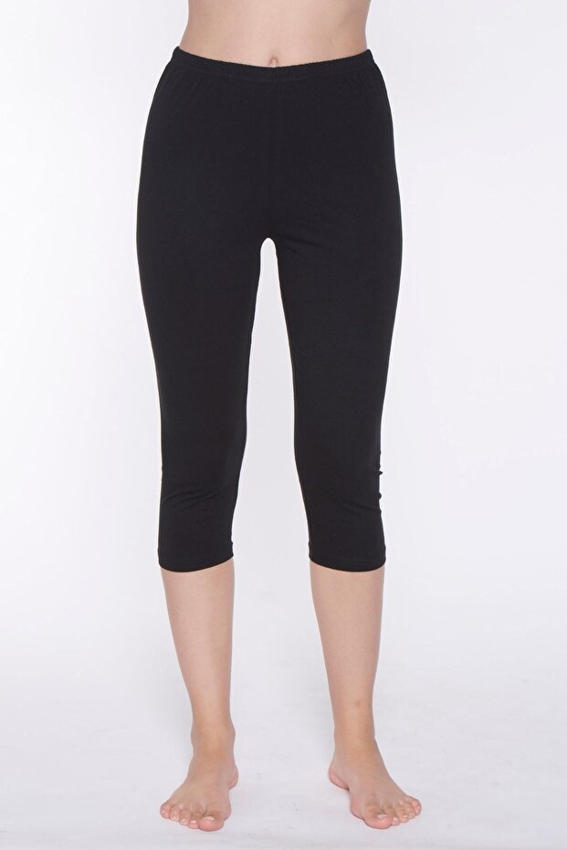 Lycra Plus Size Women's Capri Leggings Black