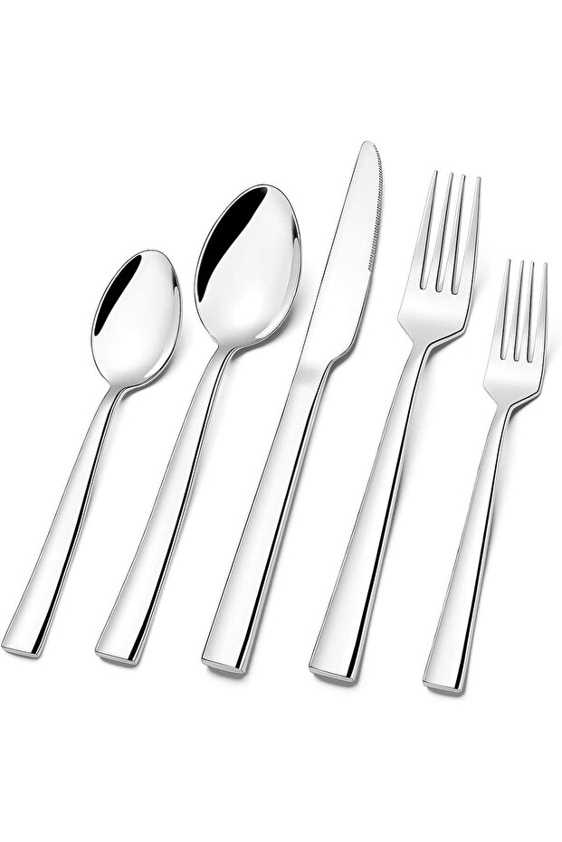 Silverware Set for 8, 40-Piece Stainless Steel Flatware Cutlery Set, Square Edge Kitchen Utensil