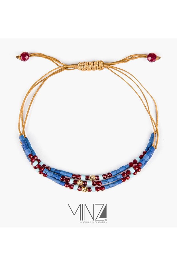 Kada Women's Bracelet, 18K Gold, Beaded Bracelet, with Afghan Turquoise & Agate, Handmade Adjustable Jewelry
