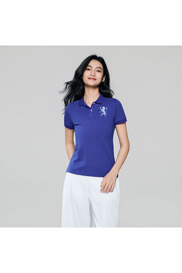 Women’s Slim Fit Embroidered 3D Lion Polo