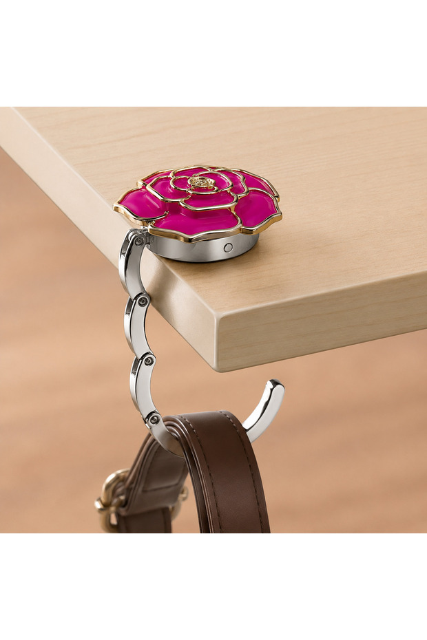 Foldable Bag Hanger Rose Design Table Edge Bag Holder Hanger Bracket Women's Bag Hook