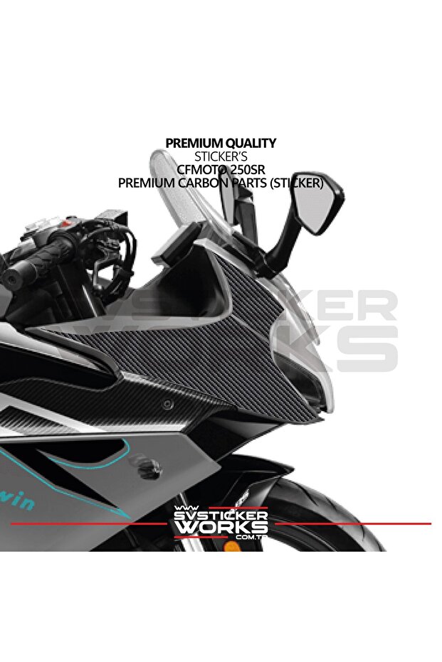 ملصق CFMOTO 250SR مصنوع من رقائق الكربون على الجانب الأمامي للرأس