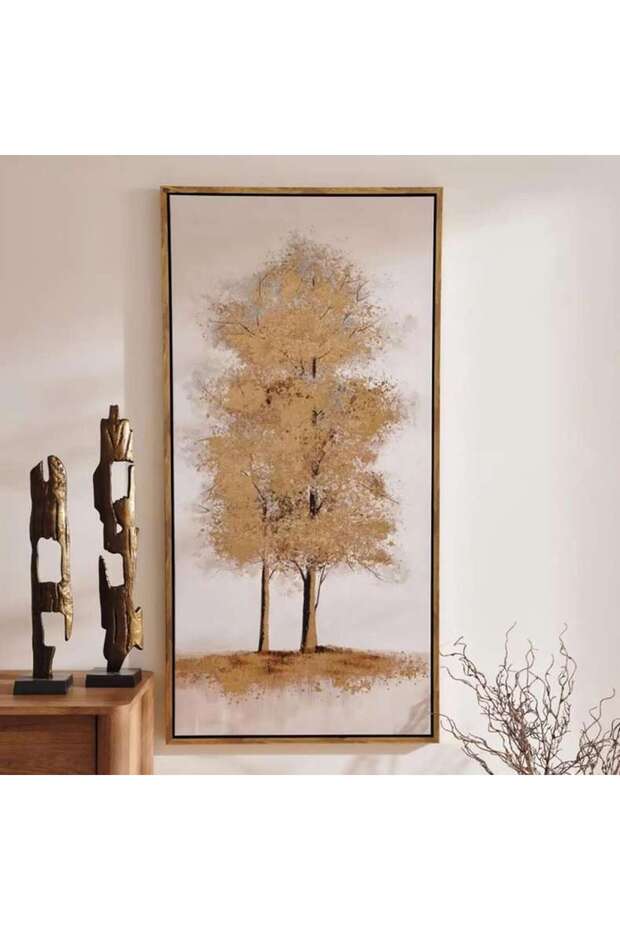 Solem Tree Framed Canvas Art 70x140cm - Gold