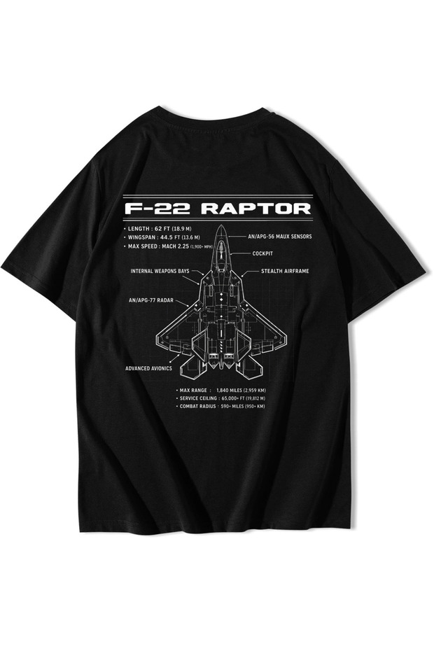 Unisex Oversize F-22 Raptor T-Shirt Black