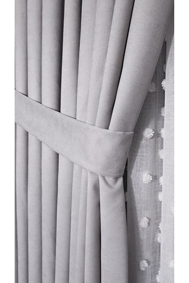 Light Gray Textured Velvet Curtain SINGLE PANEL 1/2.5 MEDIUM PLEAT Plain Simple Suitable for Any Room