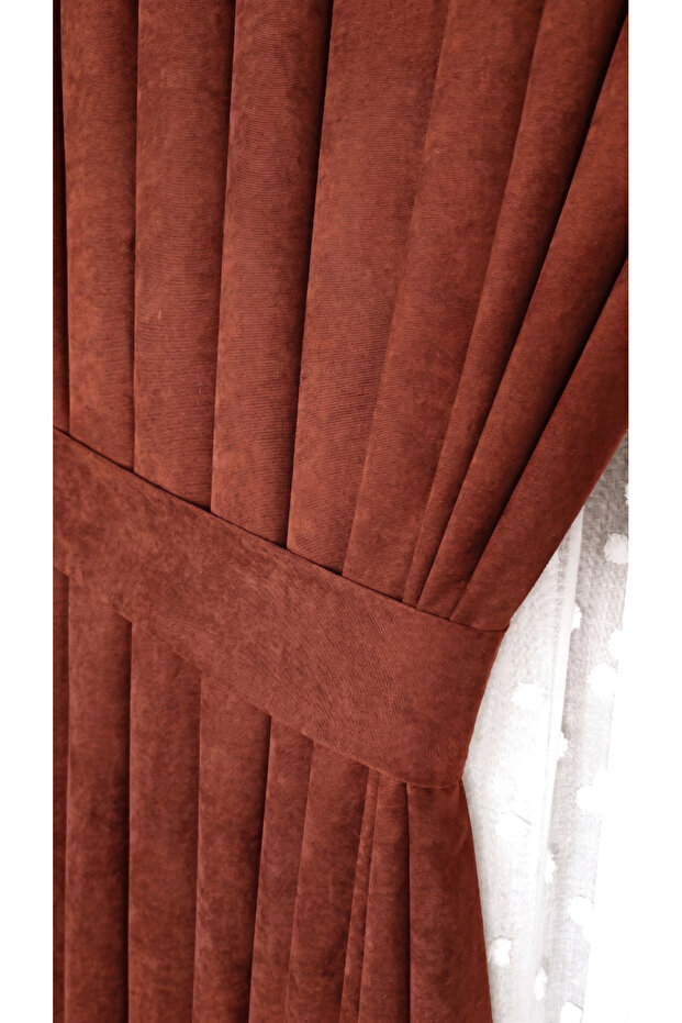 ستارة ذات ملمس مخملي من نوع Tile Velvet، ذات جناح واحد، مقاس 1/2.5، متوسطة الطول، بسيطة وعادية، مناسبة لكل غرفة.