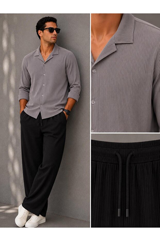Men's Corduroy Suit Pants Shirt Bottom Top Combination