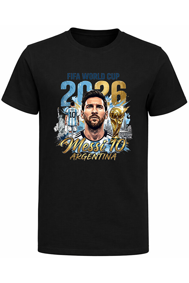World Cup 2026 Messi 10 Argentina Printed Cotton T-Shirt