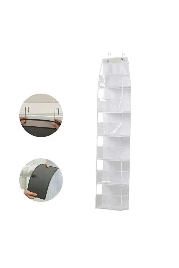 White 6th layer 4/6 Layer Multi-functional Fabric Storage Bags Hanging Bag for Behind The Door Under