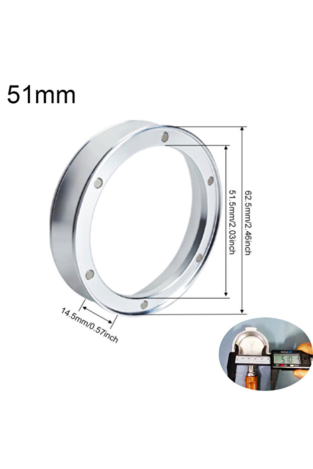 Funnel-51mm 6 Magnetic Espresso Coffee Dosing Ring - Dosing Funnel Aluminum with 6 Magnets Fits 51/5