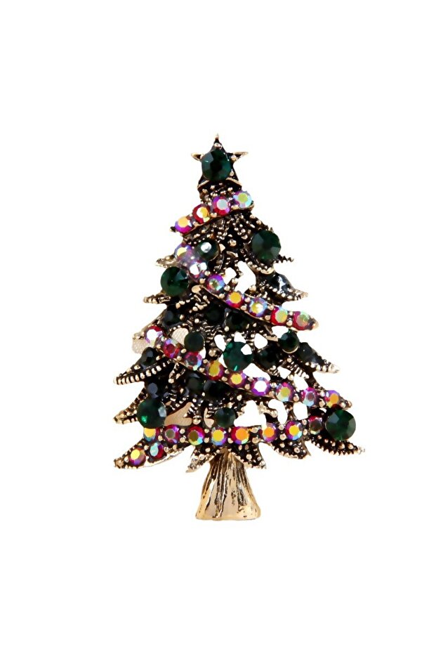 green New Christmas series brooch festive tree coat accessory gift watercolor pin