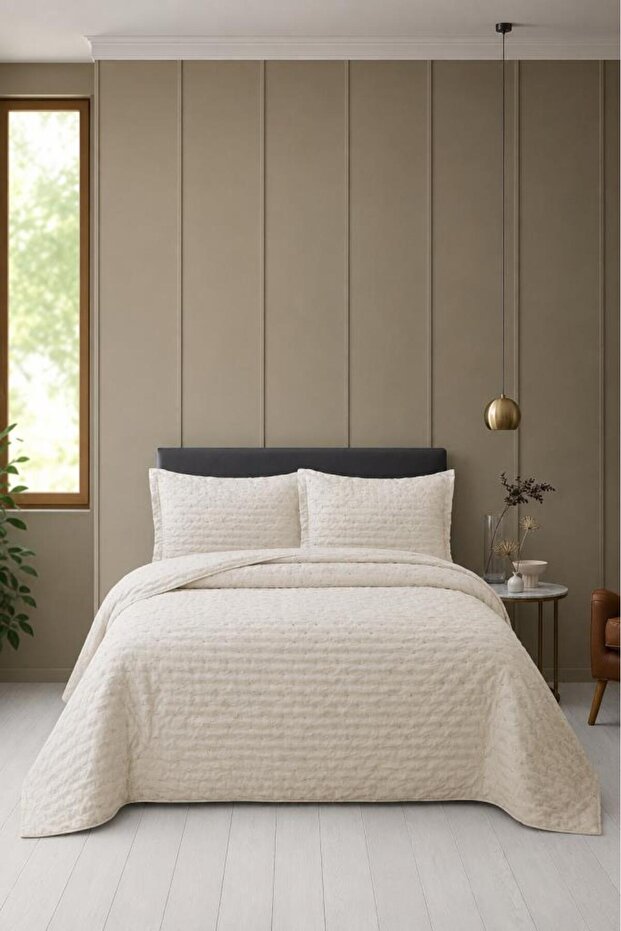 Flore Fiber Filled Double 240X260 cm Bedspread Beige